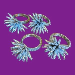 CYNTHIA ROWLEY Set of Four Starburst Holiday Beaded Napkin Rings